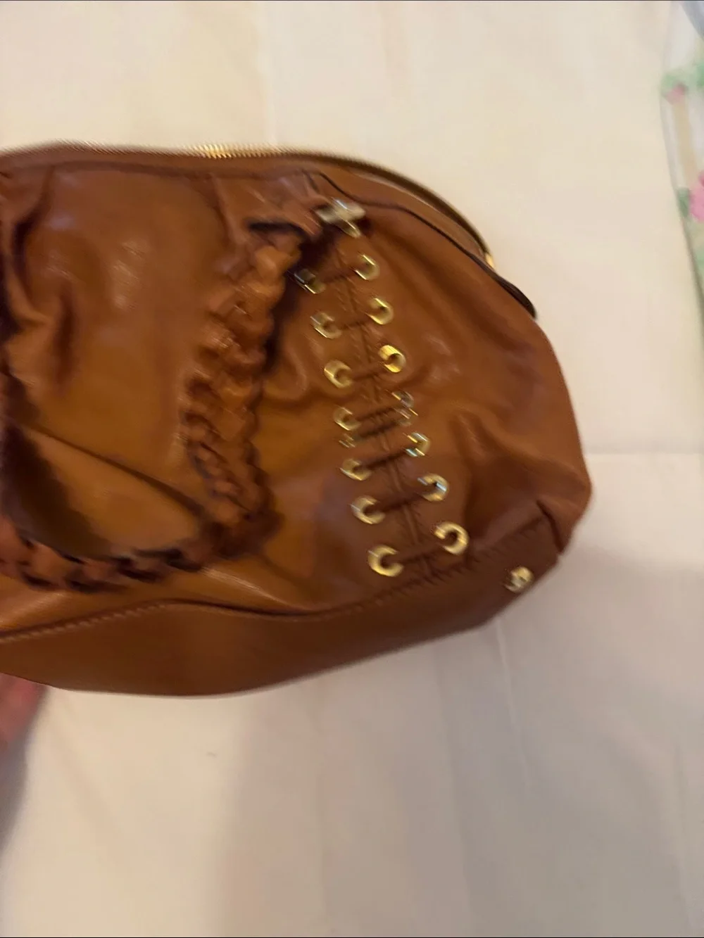 Michael Kors Braided Handle Tassel Satchel - Brown
